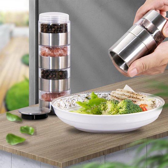 5 In 1 Kruidencontainer En Peperstrooier Transparante Kruidenstrooier Kan Klontjes Kruidenpotjes Filteren Voor Thuis Restaurant Keuken Koken Biefstuk Bbq