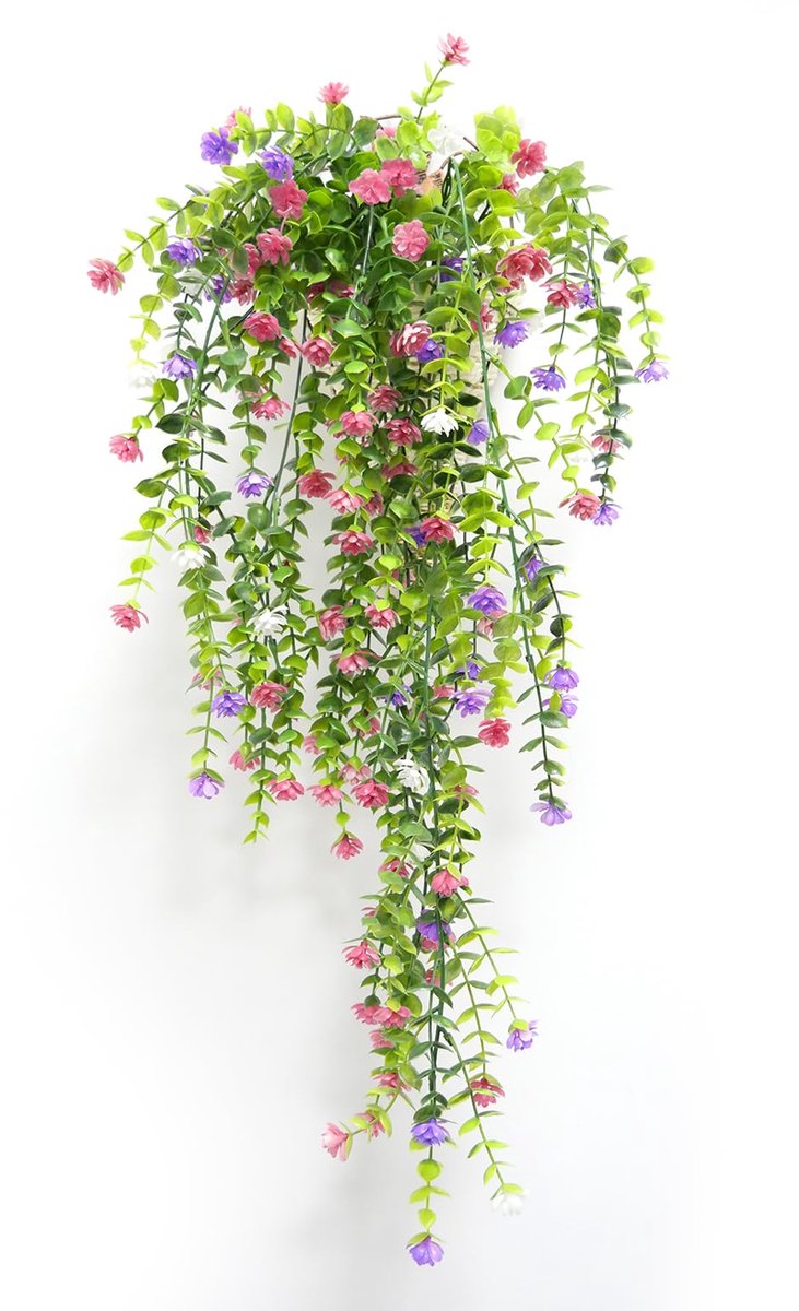 Unyqoos ® Decoratieve Set van 3 Kleurrijke Kunsthangplanten voor Binnen en Buiten - 80 cm