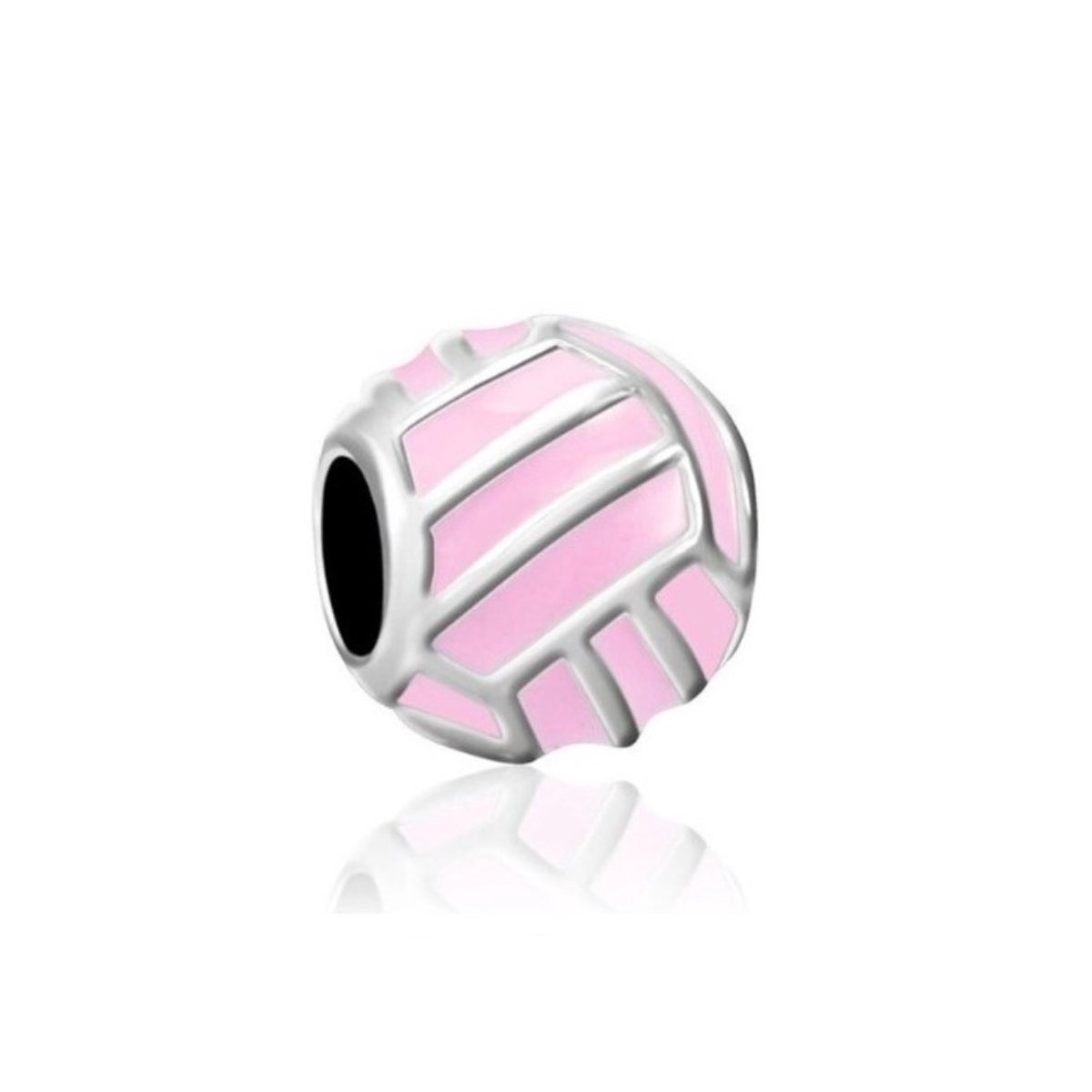 SportPresent® - Sportbedel - Volleybal - Waterpolo - Bal - Roze - Bedel voor Armband - Geschikt voor armband - Hangbedel Charm - Zilver - 925 - Emaille - Roze - Meerkleurig – Ketting - Kraal – Teamkado