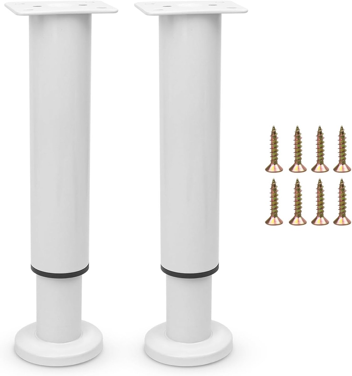 Famanu - Meubels verstelbare poten, metalen bedsteun beenvervanging centraal lattenframe banksteun beendelen intrekbare zwaar belastbare meubelvoet voor bank/dressoir/tafel/kast 18-32 cm (wit, 2 stuks)