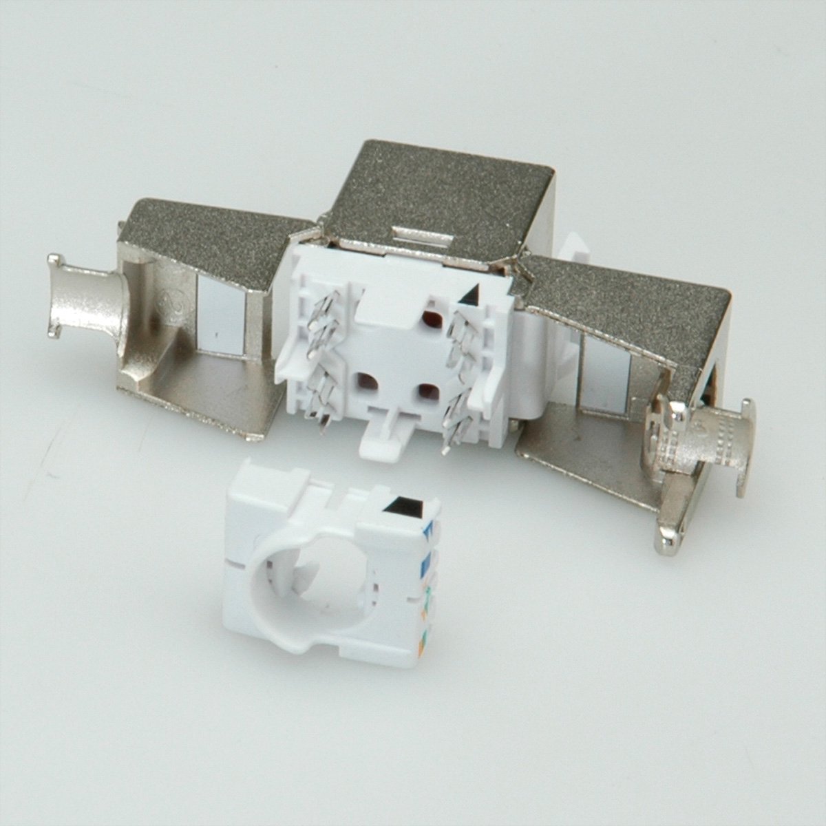 ROLINE Cat.6A (Class EA) Keystone, RJ-45, afgeschermd, zonder gereedschap, compact, zilverkleurig