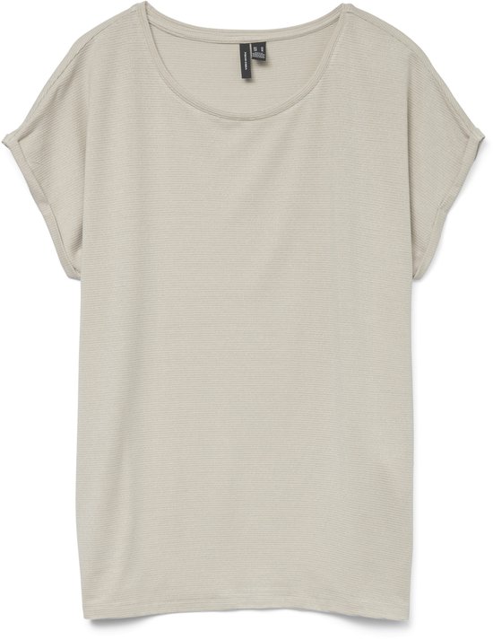 Vero Moda T-shirt Vmlava Glitter Ss Top Stripe Ga Jrs 10250488 Oatmeal/gold Lurex Dames Maat - M