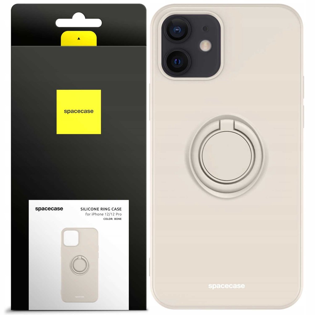 Spacecase Siliconen Ringhoesje Voor Iphone 12 12 Pro Bone Case