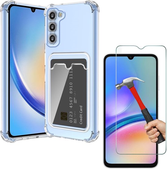 Samsung Galaxy A26 / A17 5G Telefoonhoes TPU Transparant Schokbestendig Met Kaartvak en Screenprotector