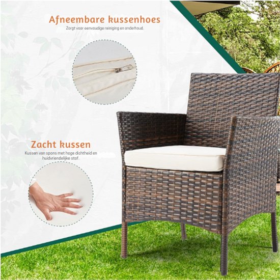Amopatio 3-delige balkonmeubelset, bistroset klein, met bistrotafel en 2 stapelbare tuinstoelen van textiel en metalen frame, tuinmeubelen, weerbestendig, voor balkon, tuin, zwart