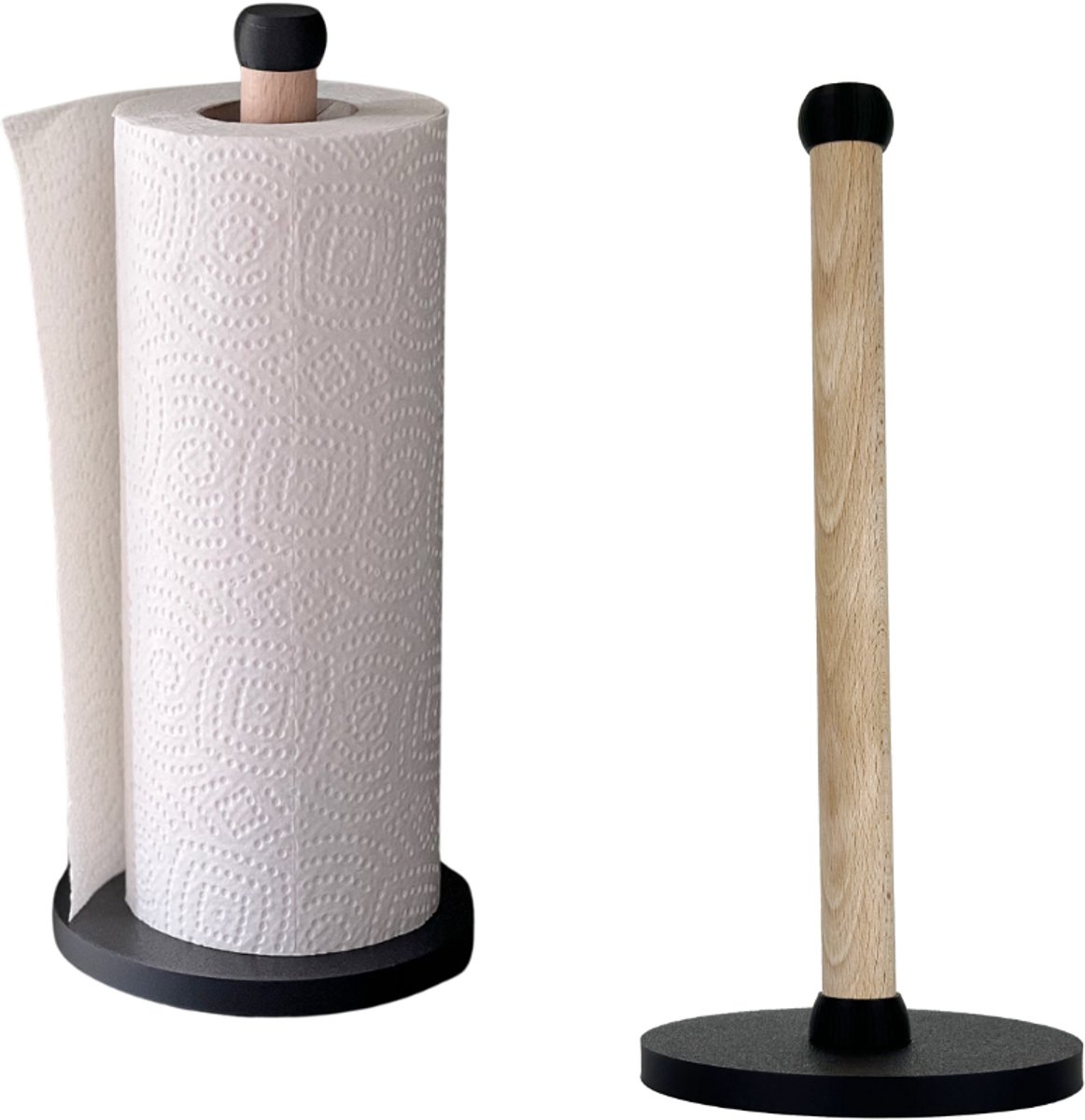Bol.com Home 3D® - Keukenrolhouder Zwart - Houten Staande Rollenhouder - Gemaakt en ontworpen in Nederland aanbieding