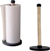 Home 3D® - Keukenrolhouder Zwart - Houten Staande Rollenhouder - Gemaakt en ontworpen in Nederland