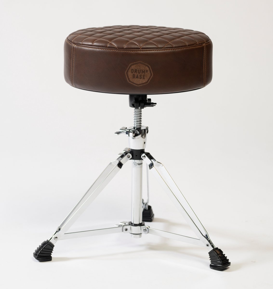 DRUMnBASE Full Grain Leather Drum Throne, Brown - Luxe drumkruk, full-grain leather, bruin