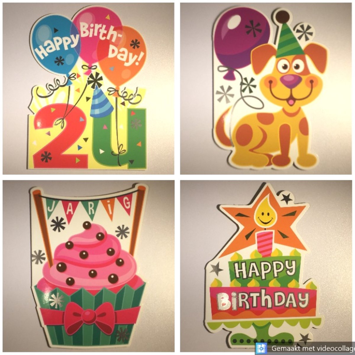 4 Luxe Verjaardag Wenskaarten - Jarig Happy Birthday - 4 Motieven - Think Shape - Touche Cards - Met Envelop - 14x19cm - Anniversaire - Geburtstag