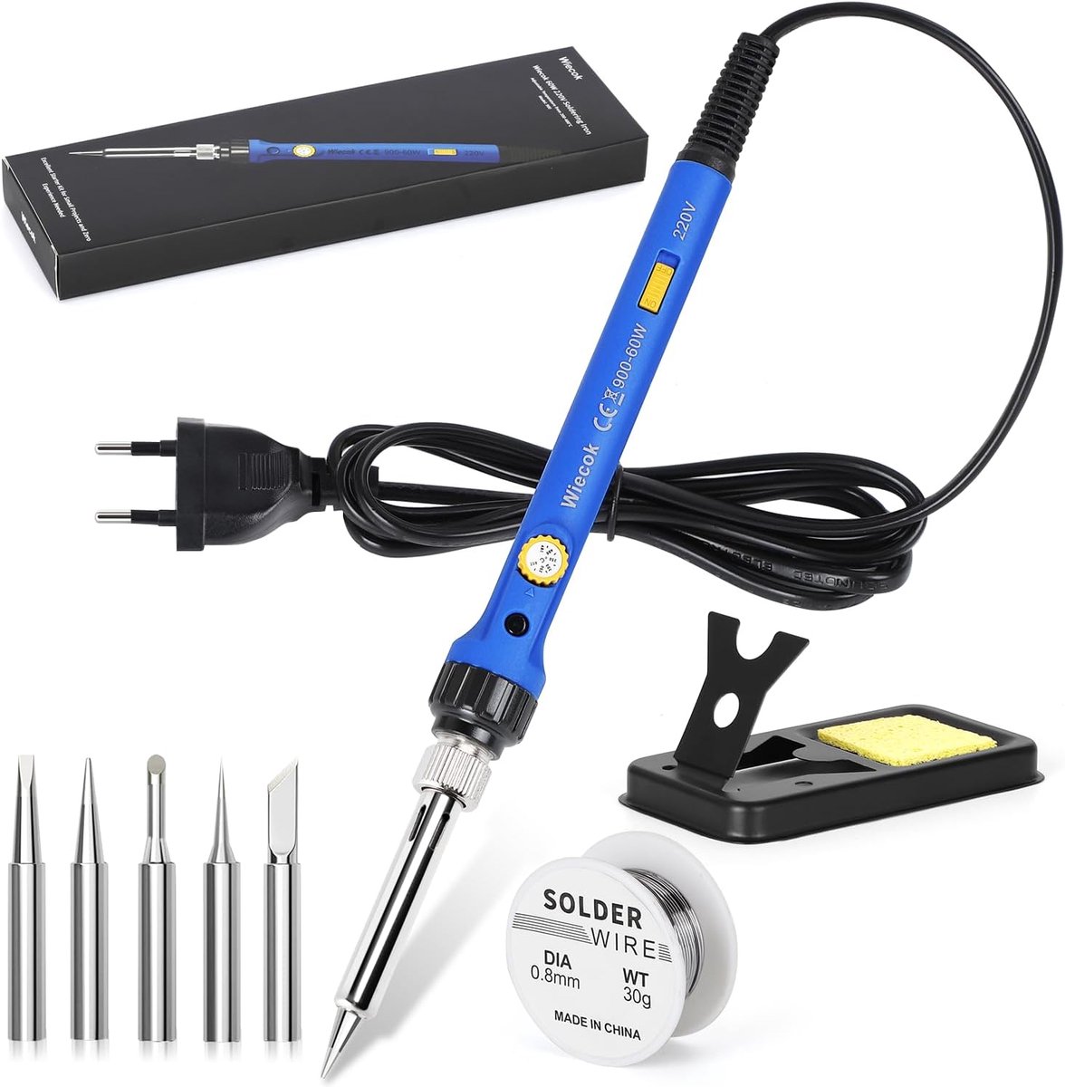 Instelbare 60W Soldeerbout met ON/OFF Schakelaar en LED Indicator voor Elektrotechnische Reparaties