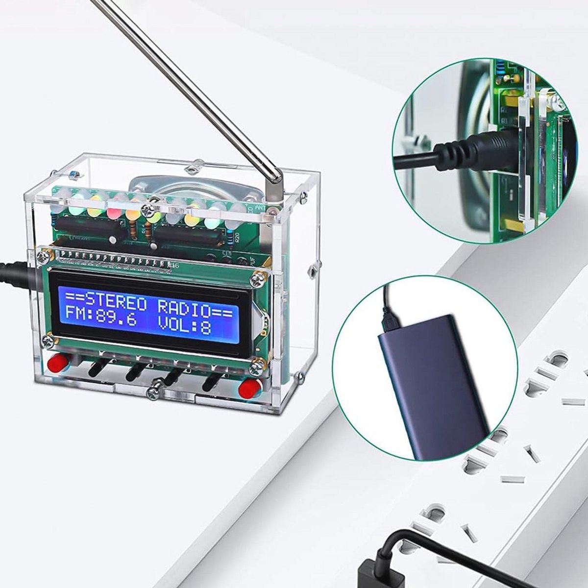 QWORK - Kit Radio FM à Souder DIY, 76-108 MHz, écran LCD, Recherche Automatique, Idéal Pour Apprendre L'électronique