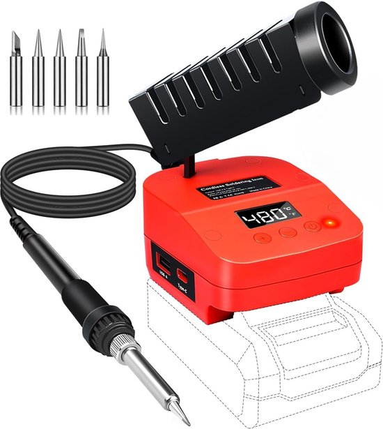 Draadloze Soldeerbout 60W Met LCD-display - Instelbaar 100-500°C, Automatische Slaapstand, Compatibel Met Makita 18V Accu (zonder Batterij)