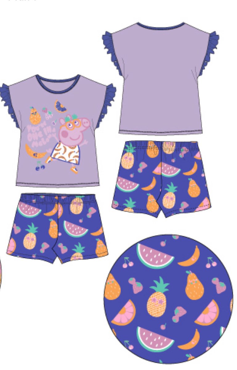 Peppa Pig Pyjamaset Katoen Paars Maat 104