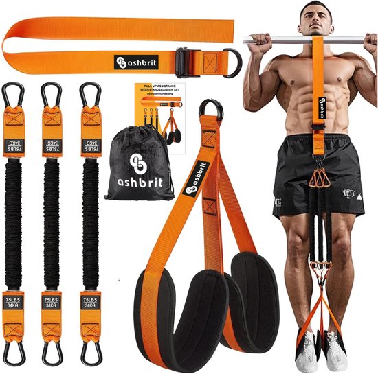 PULLUP & DIP Fitnessbänder Widerstandsbänder (Set Van 3 (LIGHT MEDIUM STRONG