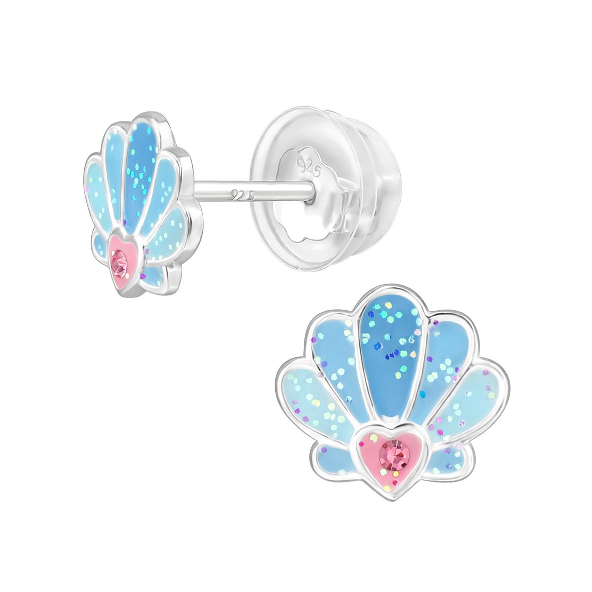 Oorbellen meisje schelp - schelpje - zilver - glitter - zomer - strand