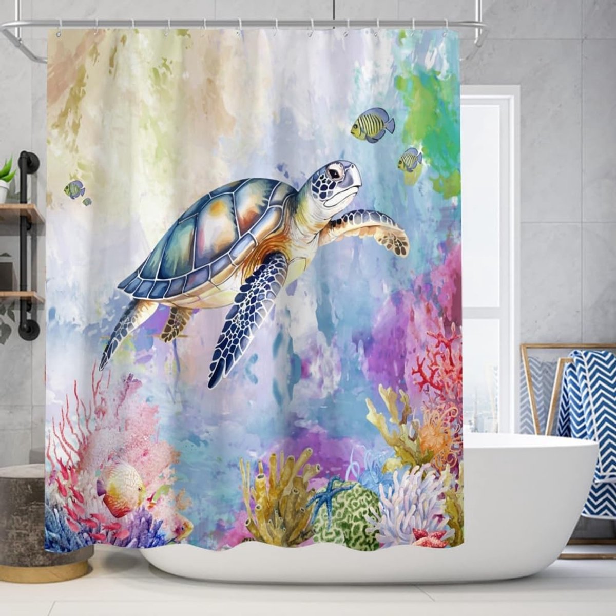My Ninki ® Schitterend Douchegordijn met Zeedieren en Digitale Print voor Stijlvolle Badkamervormgeving