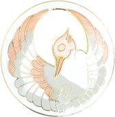Broche Behave® avec émail rose blanc oiseau 4 cm