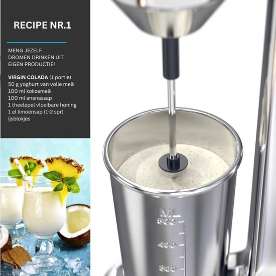 ApexArte® Milkshake Machine - Smoothie Maker - Beker - Zilver van Merkloos — afbeelding 2