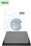 Zwarte anti-trillingsmat 60cm breed onder een witte wasmachine.