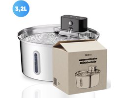 Drinkfontein Kat 3.2 L Draadloos – met Sensor – Kattenfontein -Zilver RVS – Waterfontein - Waterdispenser