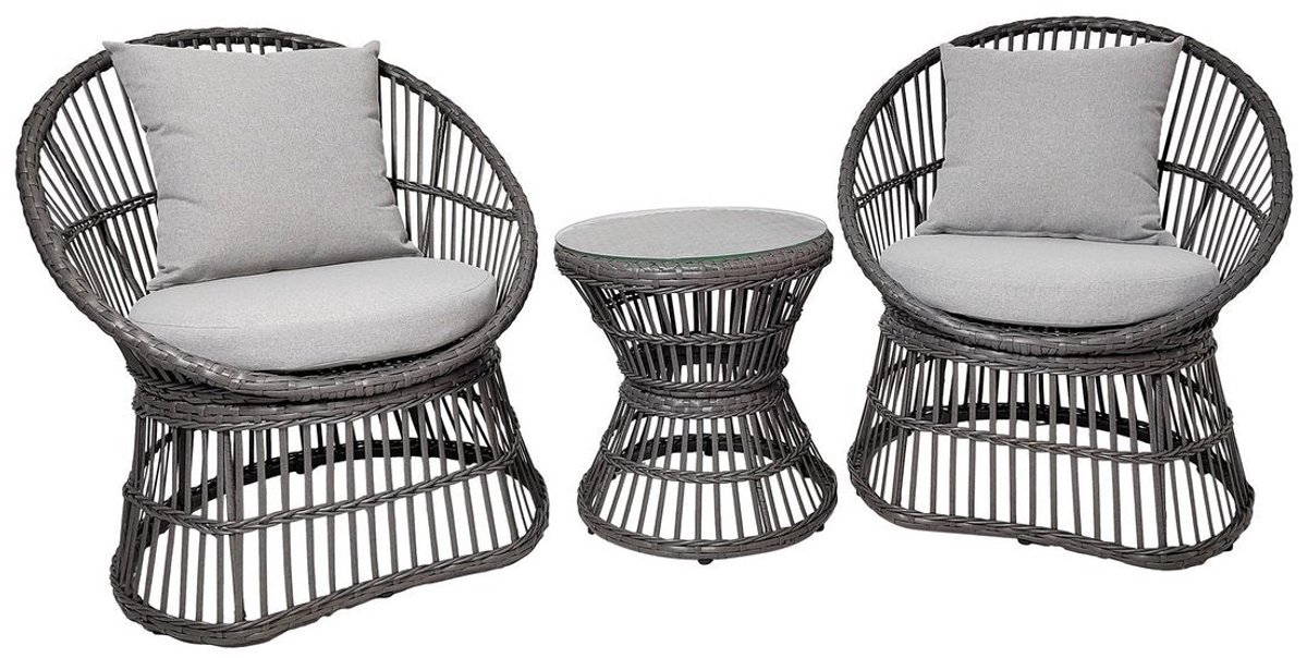 Natal Lounge Set - Rattan Furniture - Grijze zitplaatsen - Inclusief kussens - comfortabele ontspanning - 48 cm x 64 cm x 76 cm