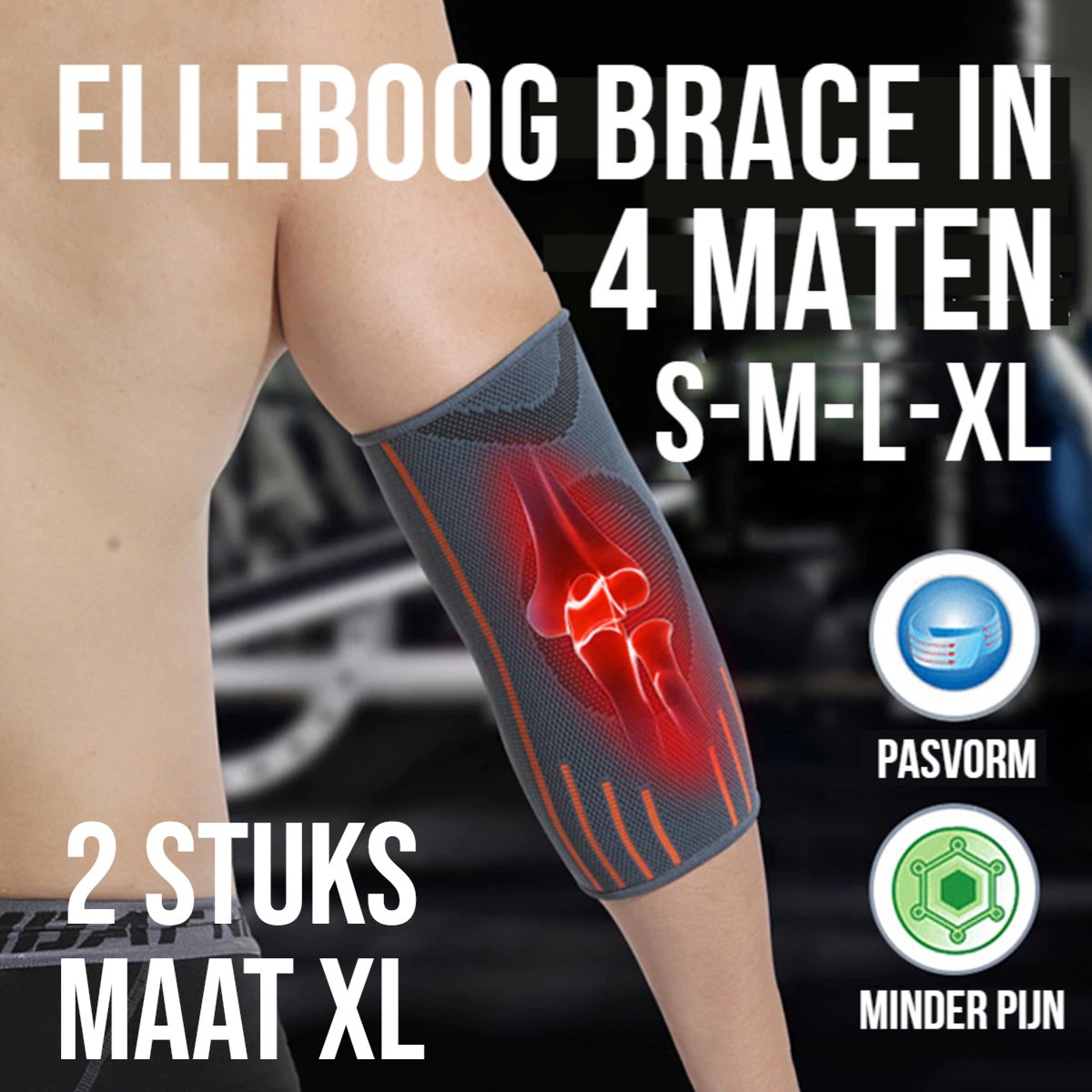 Allernieuwste.nl® 2 Stuks XL Ademende Elleboog Arm Brace - Tennisarm Brace - Atrose Reuma Tennis arm Golf - Sportbrace - Elastisch - Keuze uit 4 Maten