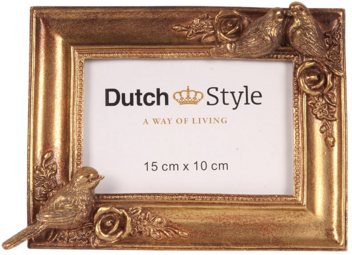 Baroque - Fotolijst - Fotolijst Vogels 15x10 cm - Goud - Resin- Liggend - 15x20.5x1.5 - Polyresin