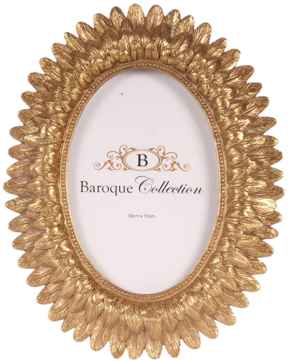 Baroque - Fotolijst - Fotolijst 10x15 cm - Goud - Resin - Ovaal - Staand - 22x17x2 - Polyresin