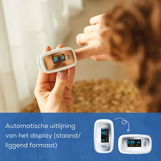Beurer PO 30 Saturatiemeter - Zuurstofmeter Vinger - Medisch gecertificeerd voor meting Zuurstofverzadiging, Hartslag & Longaandoeningen - Pulse Oximeter, Pijnloos & Klein - Ook bij Sporten op grote Hoogten