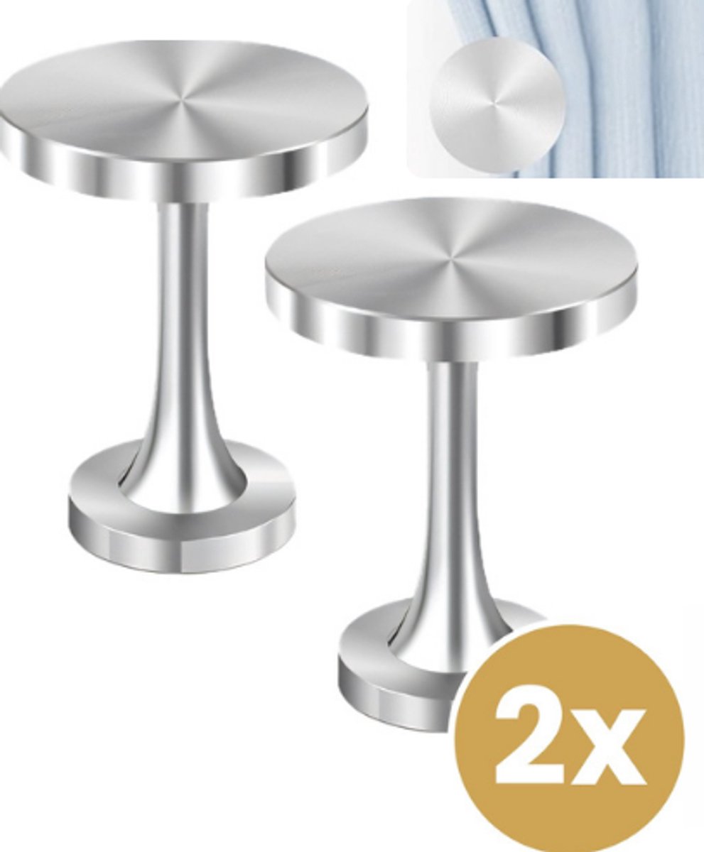 Gordijn Haak - Gordijn Embrasse - Gordijnhouder - Haak voor Muur - Beugel voor Gordijnen - Haak voor Gordijnen - Gordijn Hanger - Medaillon Zilver - 2 Stuks