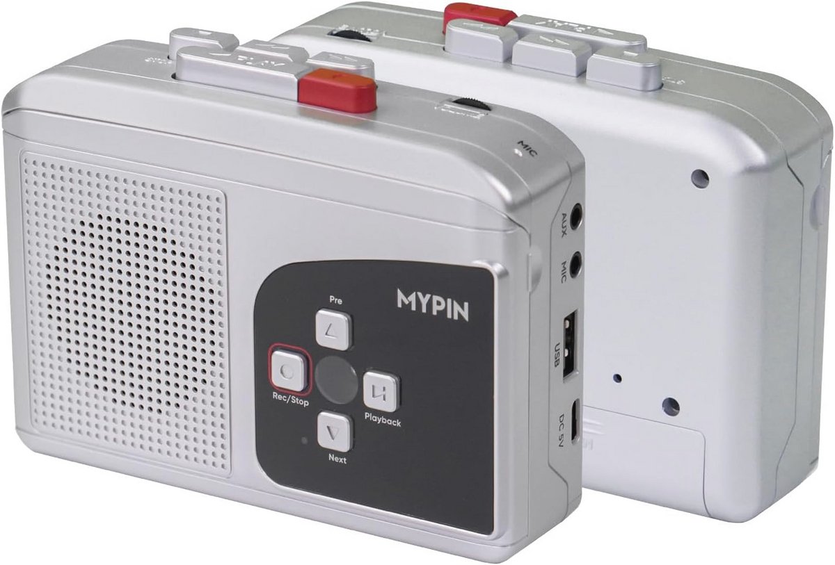 Draagbare stereo cassettespeler met USB MP3 converter en microfoonopname