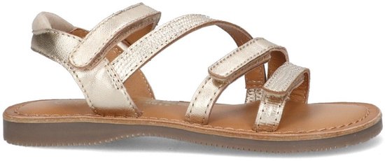 Sandales pour femmes plates Braqeez 425012-594 Filles - Goud - Cuir - Fermetures velcro