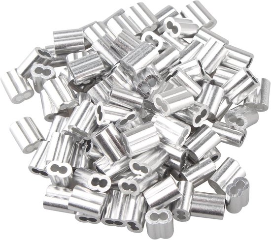 100 stks Aluminium Crimping Loop Mouw Clips met Dubbele Ferrules/Gaten ...