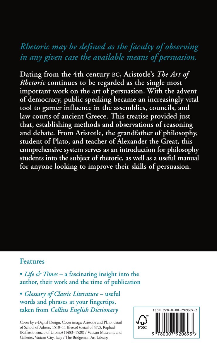 Collins Classics The Art Of Rhetoric - back cover