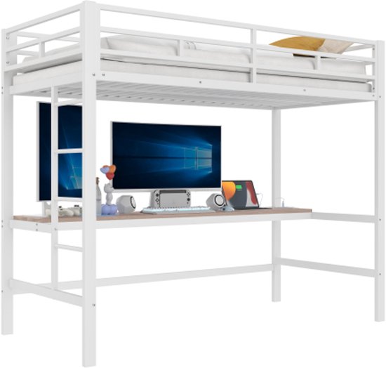 90 * 200 Lit Mezzanine Avec Bande Lumineuse Contrôlable (Via