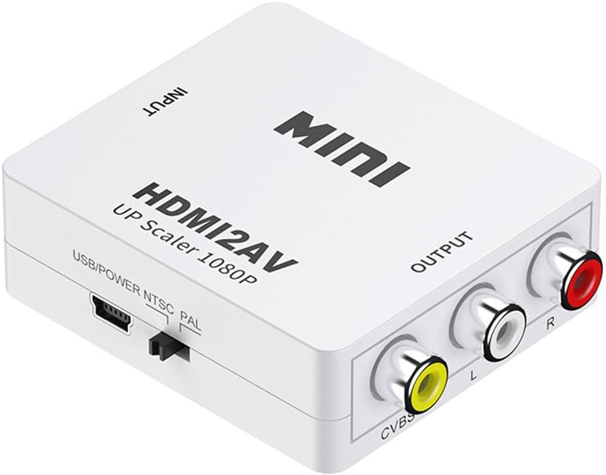 Qost - HDMI naar AV Adapter - 1080p Full HD - Wit HDMI Naar RCA - Met Voedingskabel - Omvormer