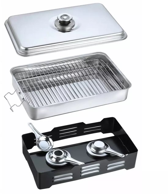 Kinghoff Balkon Roker met Thermometer - RVS, Compact en Draagbaar - Ideaal voor Vis, Kip en Vlees - Barbecue Roker - BBQ Smoker van Kinghoff — afbeelding 5