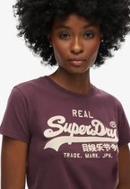 T-shirt ajusté à manches courtes brodé Superdry VL Violet S Femme