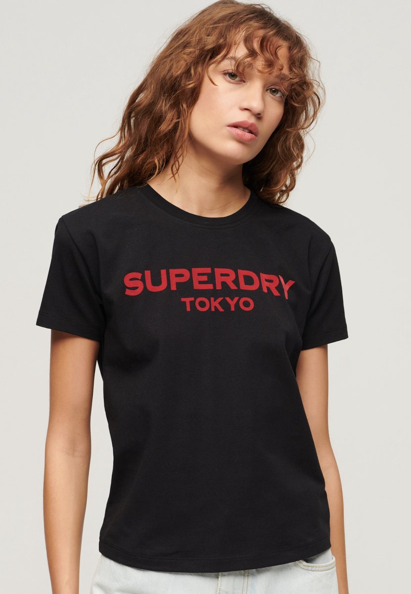 Superdry Sport Luxe T-shirt met grafische print Dames T-shirts Zwart