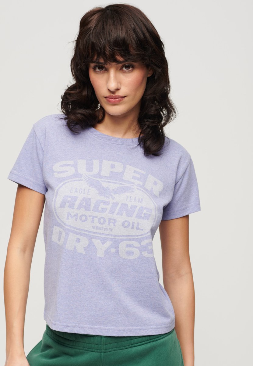 Superdry T-shirt met Archive Kiss-print Dames T-shirts Violet Marl