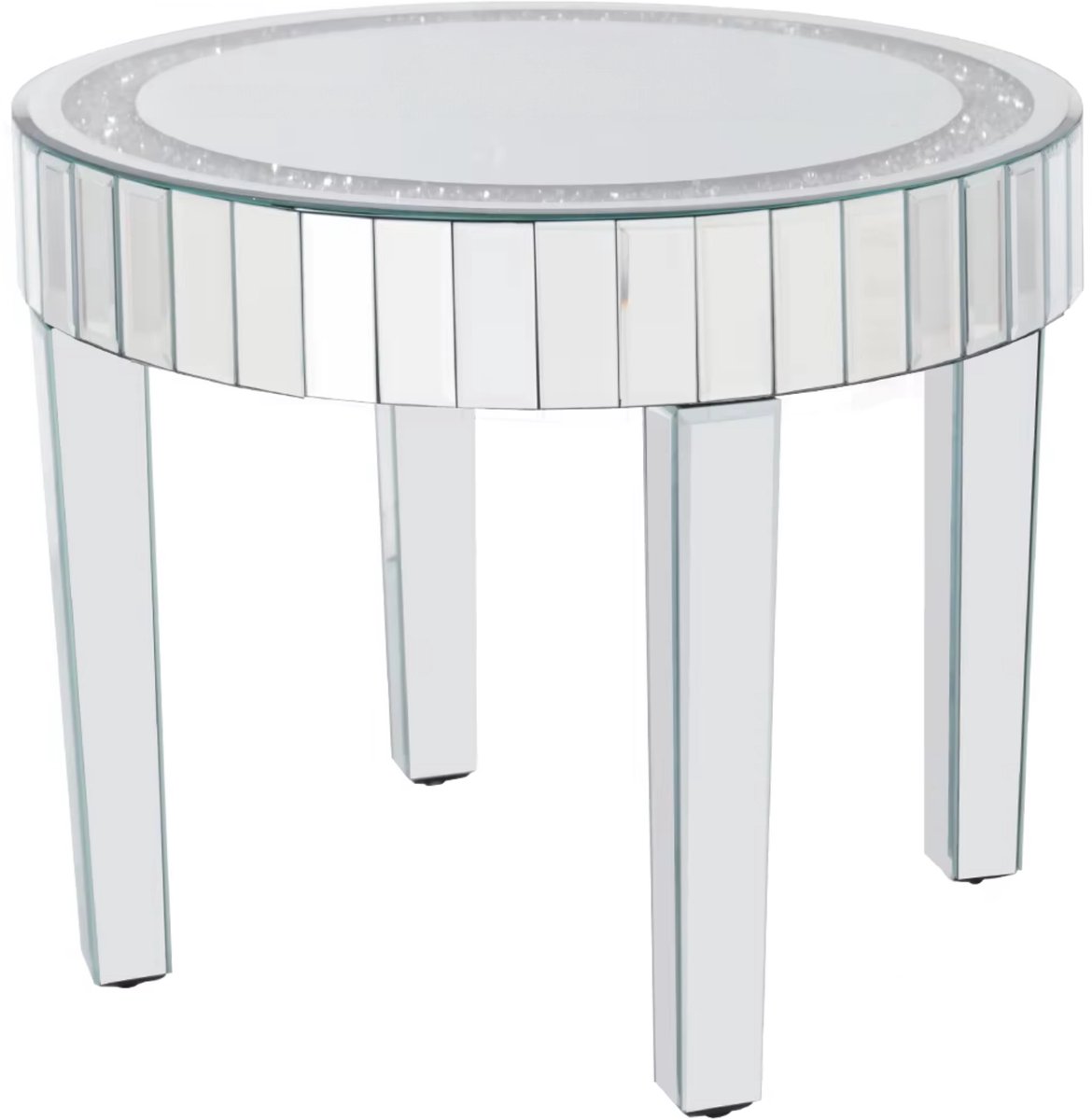In And Outdoormatch Luxe Bijzettafel - Gespiegeld Accent met Kristallen Diamanten - Moderne Salontafel Zilver