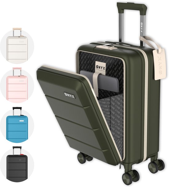 ONYX Handbagage Koffer 35 L - Spinner wielen - Lichtgewicht Trolley - Dubbel TSA Slot - Handig voorvak - 55 cm - Olive
