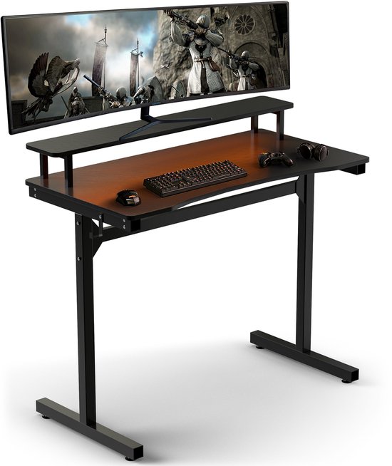 Bayt Game Bureau - Gaming Bureau - Gaming desk - Game Bureau met LED - Computertafel - Monitor Standaard - 105 x 55 x 75 cm - Zwart
