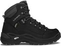 Zwarte LOWA Renegade wandelschoen met grijze accenten, Gore-Tex label en profielzool.