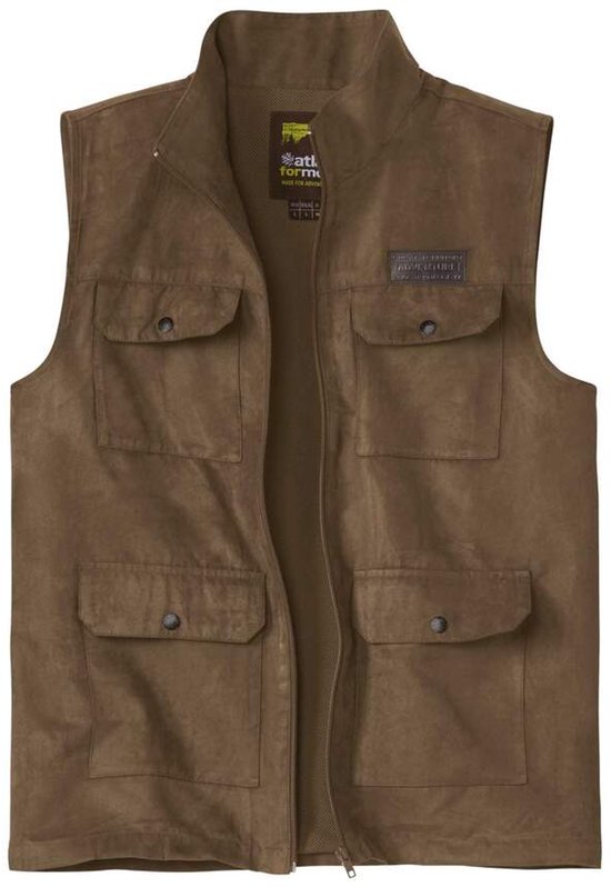 ATLAS FOR MEN - Mouwloos vest van suèdine Adventure - Heren - Verkrijgbaar in grote maten - XL