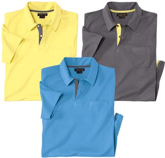 ATLAS FOR MEN - Set van 3 polo’s Outdoor - Heren - Verkrijgbaar in grote maten - 4XL