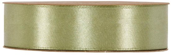 Rol lichtgroen dubbelzijdig satijnen lint, 25mm breed.