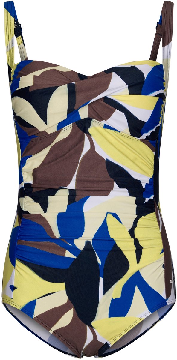 Pastunette Badpak Beach Leaves - Ecru/Blauw/Lime - Corrigerend