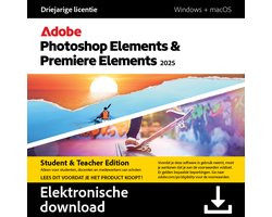 Adobe Photoshop & Premiere Elements 2025 (3 Jarige Licentie) - Student/Teacher - Meertalig - Windows - Mac - Download