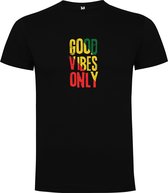 T-shirt Zwart avec imprimé coloré « Rasta – Reggae – Good Vibes – Musique – Liberté » Imprimé en couleur Taille L